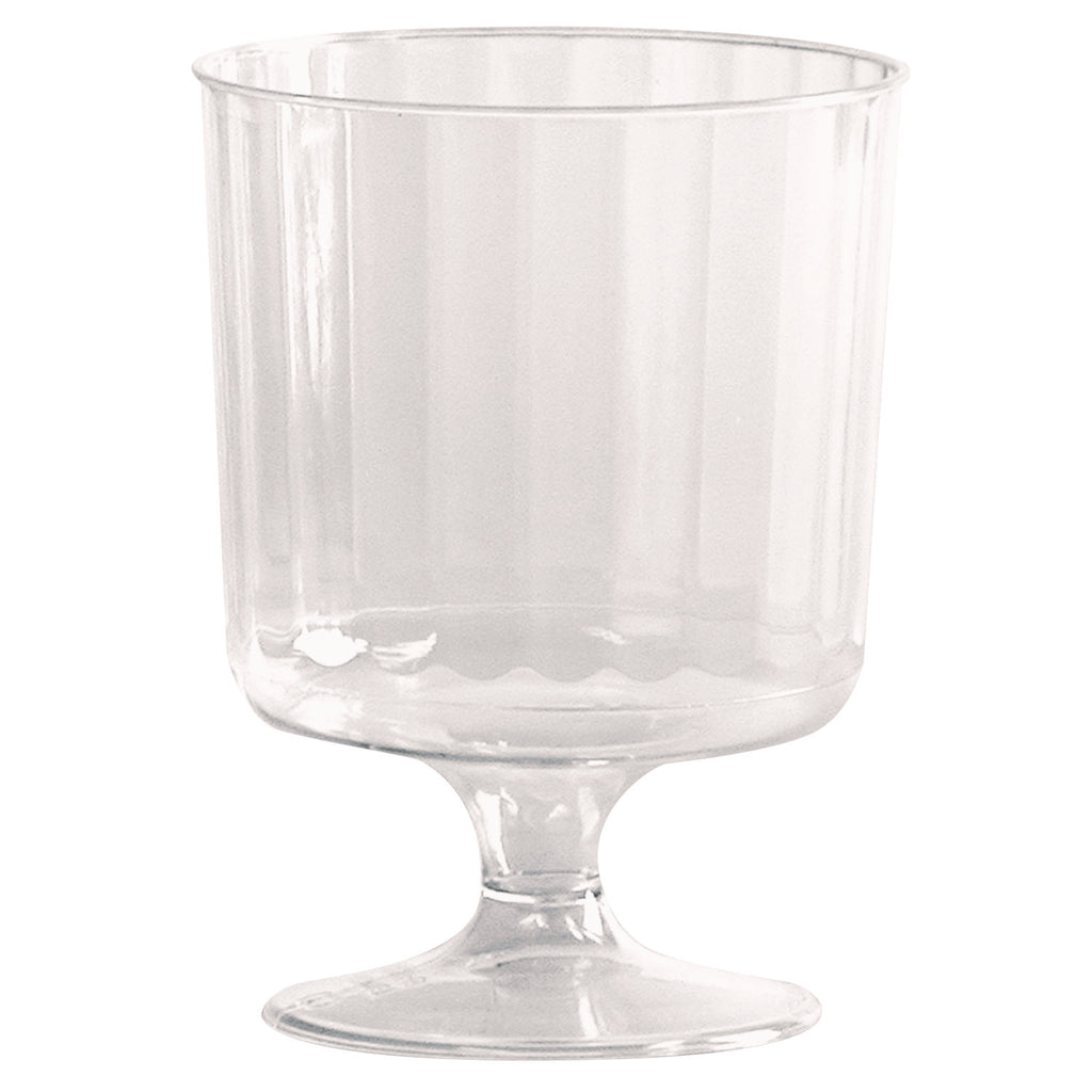 Classic Crystal Plastic Wine Glasses on Pedestals, 5 oz, Clear, Fluted, 10/Pack, 24 Packs/Carton