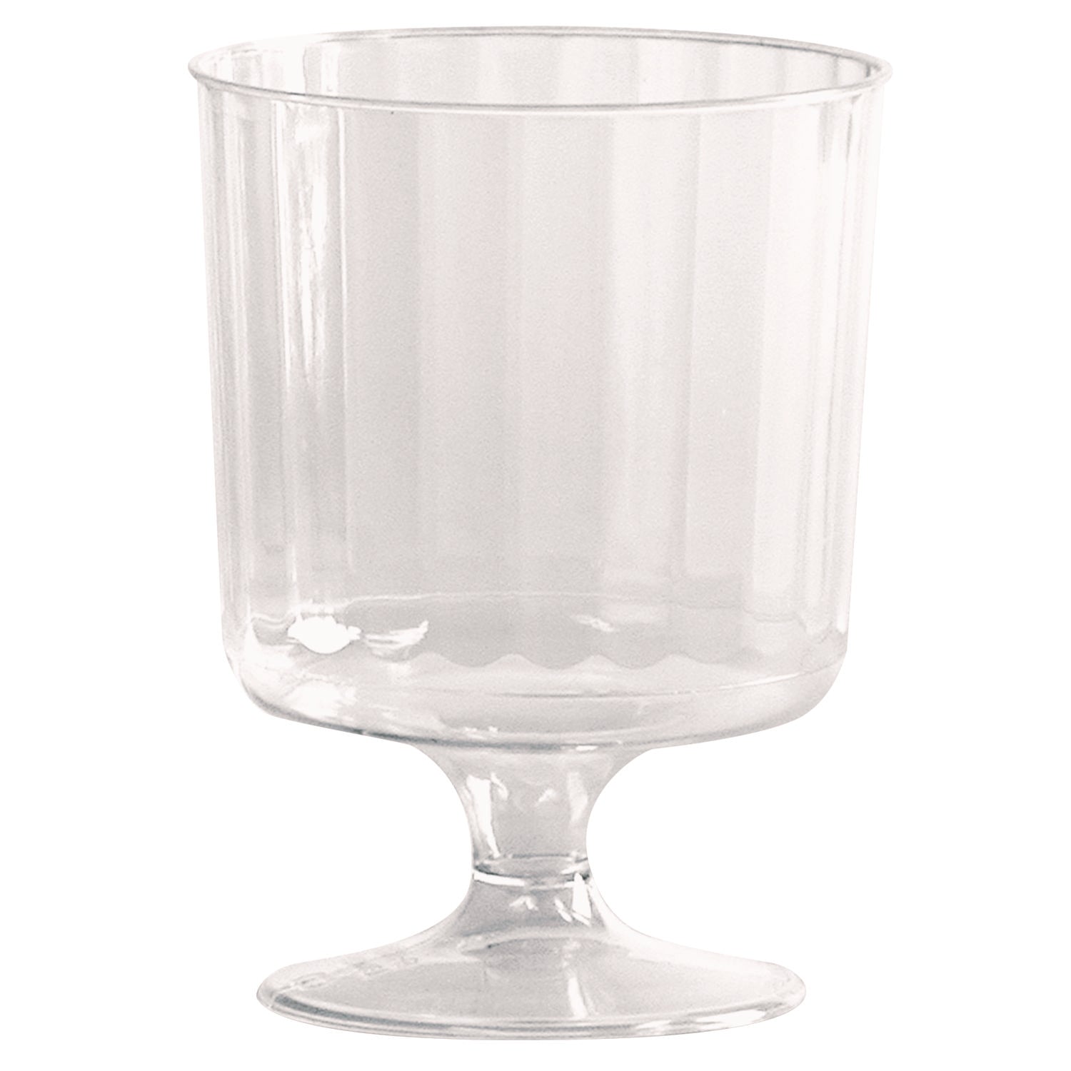 Classic Crystal Plastic Wine Glasses on Pedestals, 5 oz, Clear, Fluted, 10/Pack, 24 Packs/Carton