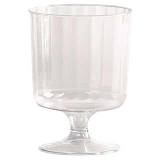 Classic Crystal Plastic Wine Glasses on Pedestals, 5 oz, Clear, Fluted, 10/Pack, 24 Packs/Carton