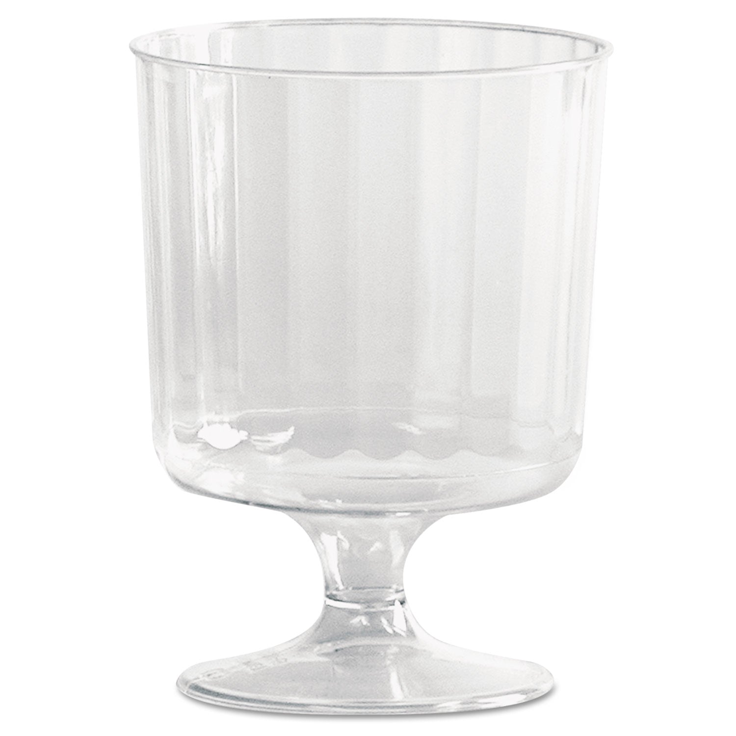 classic-crystal-plastic-wine-glasses-on-pedestals-5-oz-clear-fluted-10-pack-24-packs-carton_wnaccw5240 - 1