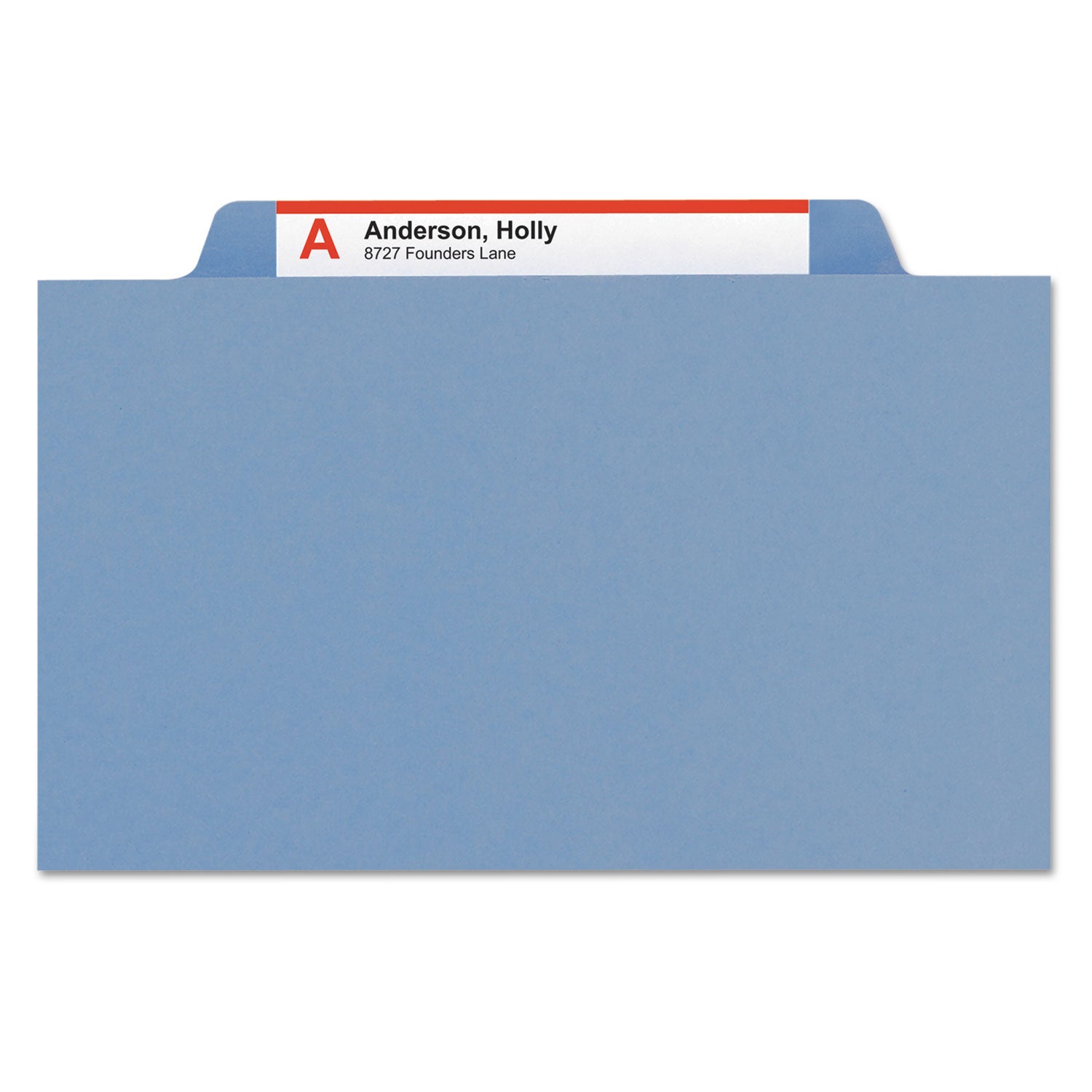 Top Tab Classification Folders, Four SafeSHIELD Fasteners, 2" Expansion, 1 Divider, Letter Size, Blue Exterior, 10/Box - 