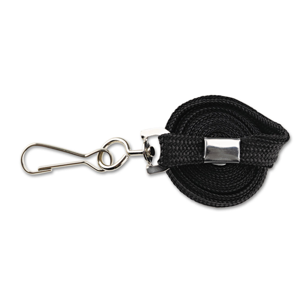 Deluxe Lanyards, Metal J-Hook Fastener, 36" Long, Black, 24/Box