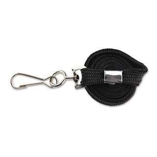 Deluxe Lanyards, Metal J-Hook Fastener, 36" Long, Black, 24/Box