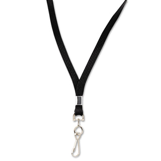 Deluxe Lanyards, Metal J-Hook Fastener, 36" Long, Black, 24/Box