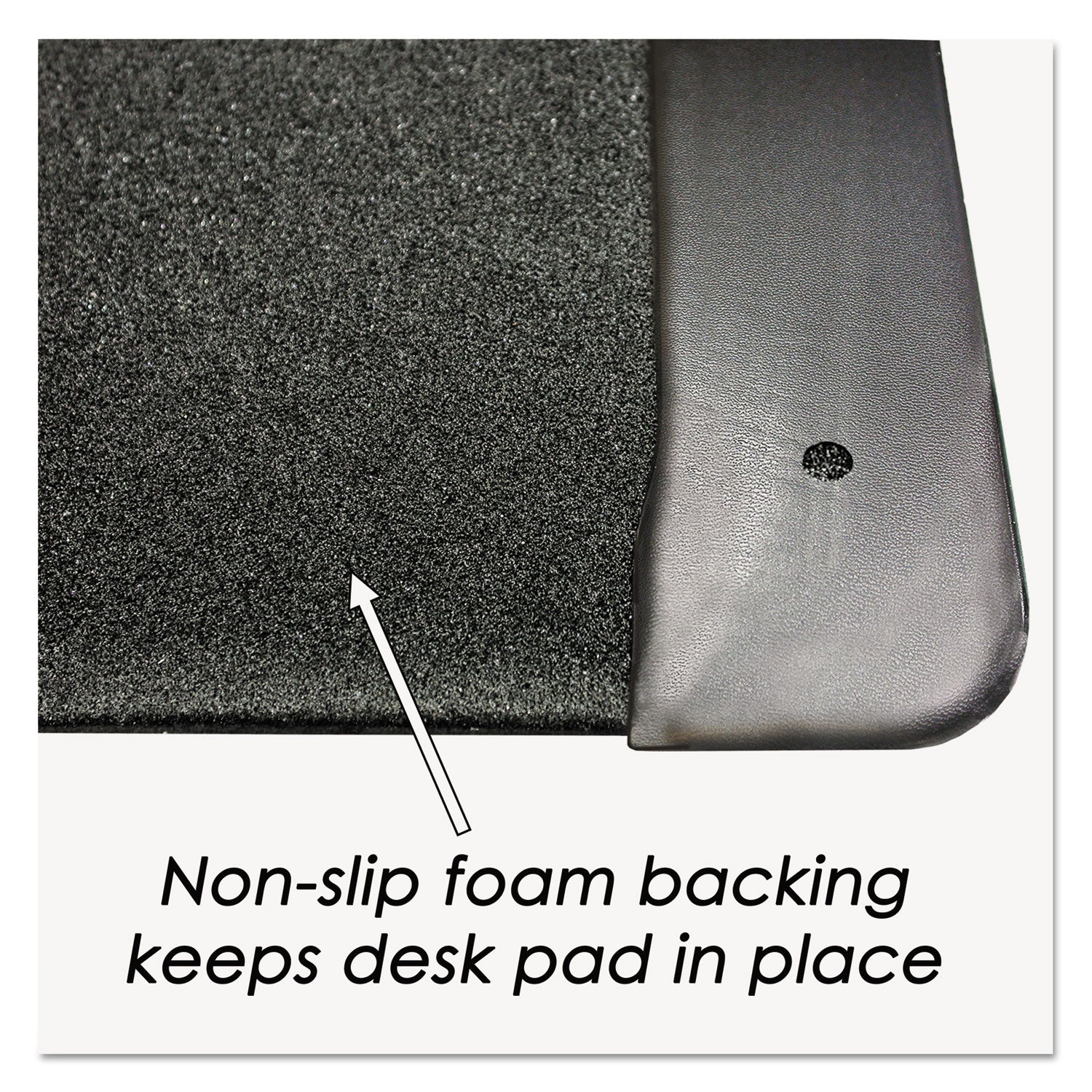 Executive Desk Pad with Antimicrobial Protection, Leather-Like Side Panels, 24 x 19, Black - 