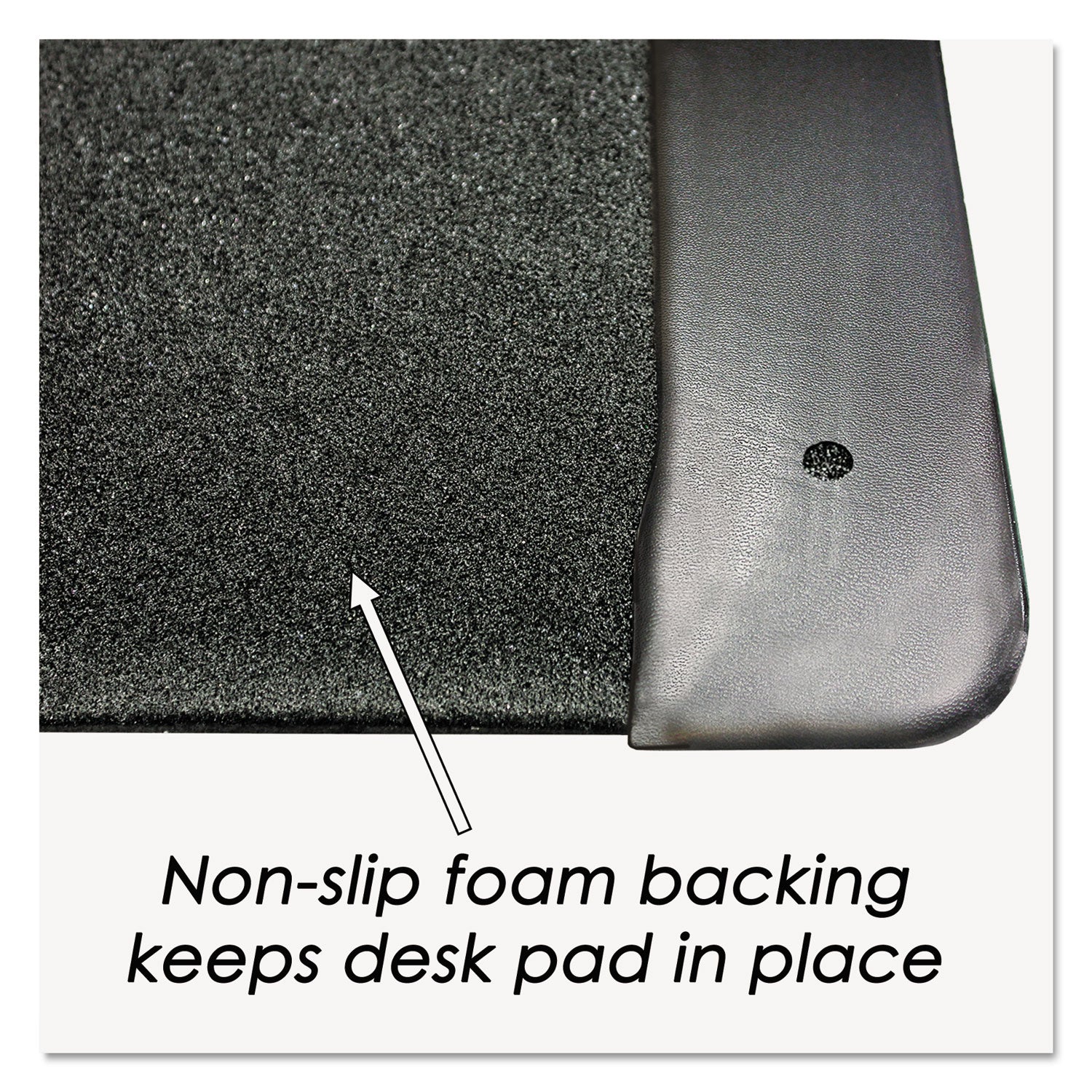 Executive Desk Pad with Antimicrobial Protection, Leather-Like Side Panels, 36 x 20, Black - 