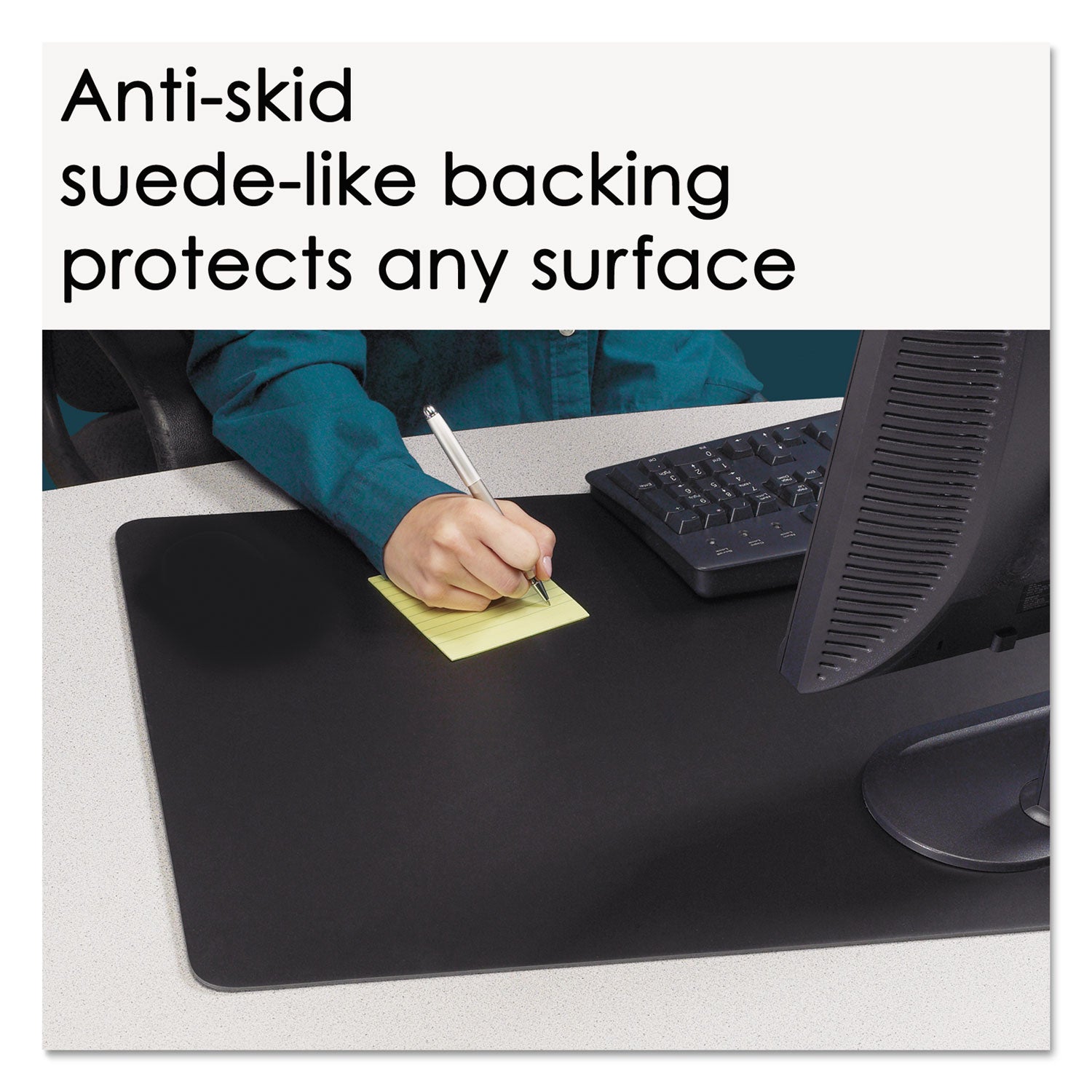 Rhinolin II Desk Pad with Antimicrobial Protection, 36 x 24, Black - 