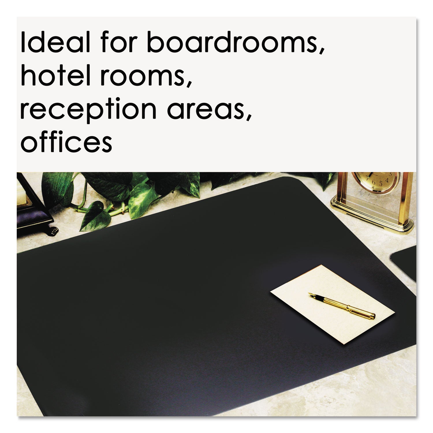 Leather Desk Pad with Coaster, 20 x 36, Black - 