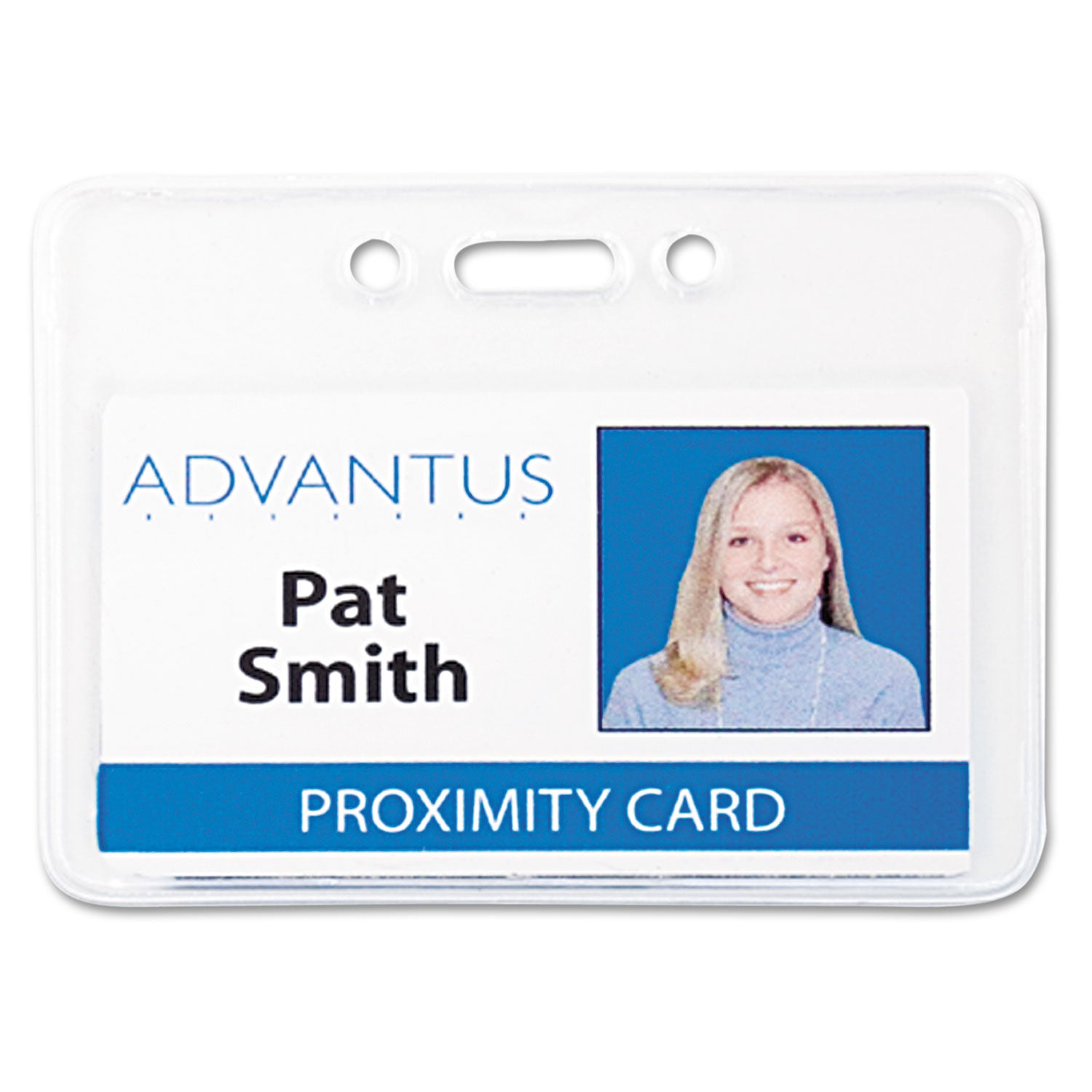 Proximity ID Badge Holders, Horizontal, Clear 3.75" x 3" Holder, 3.5" x 2.25" Insert, 50/Pack - 