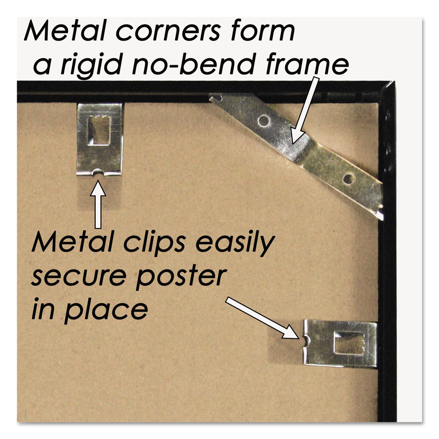 Metal Poster Frame, Plastic Face, 24 x 36, Black - 