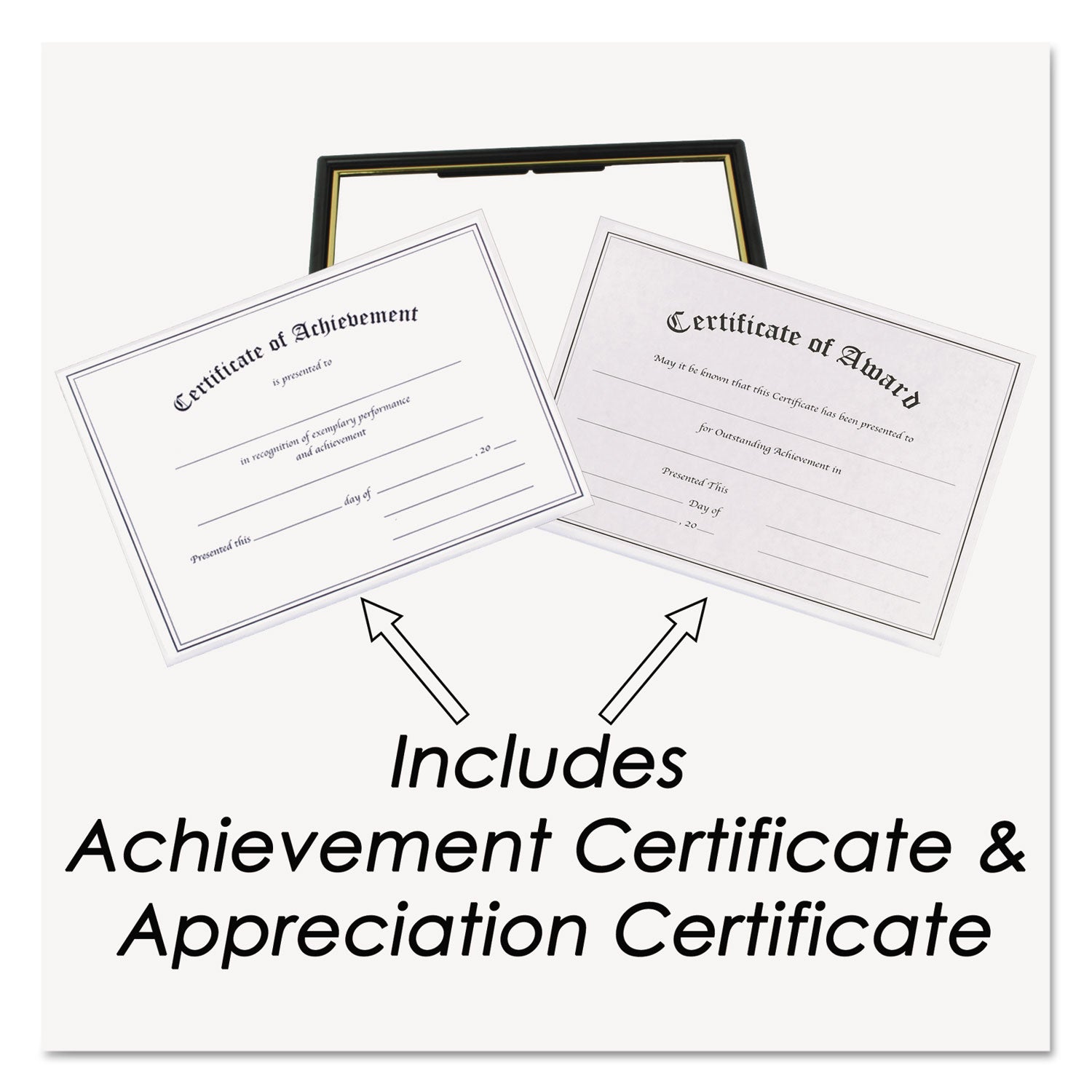 Economy Framed Achievement/Appreciation Awards, 11 x 8.5, Horiztontal Orientation, White with Black Border - 