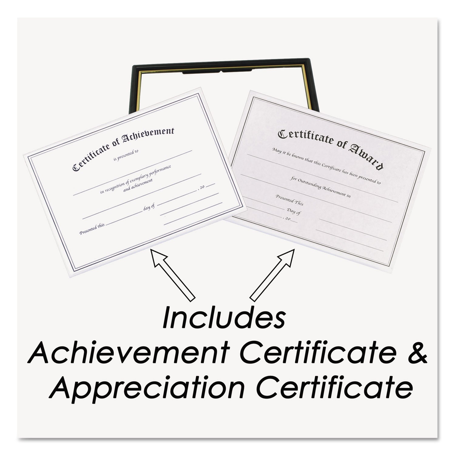 Economy Framed Achievement/Appreciation Awards, 11 x 8.5, Horiztontal Orientation, White with Black Border