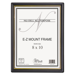 EZ Mount Document Frame with Trim Accent and Plastic Face, Plastic, 8 x 10, Black/Gold