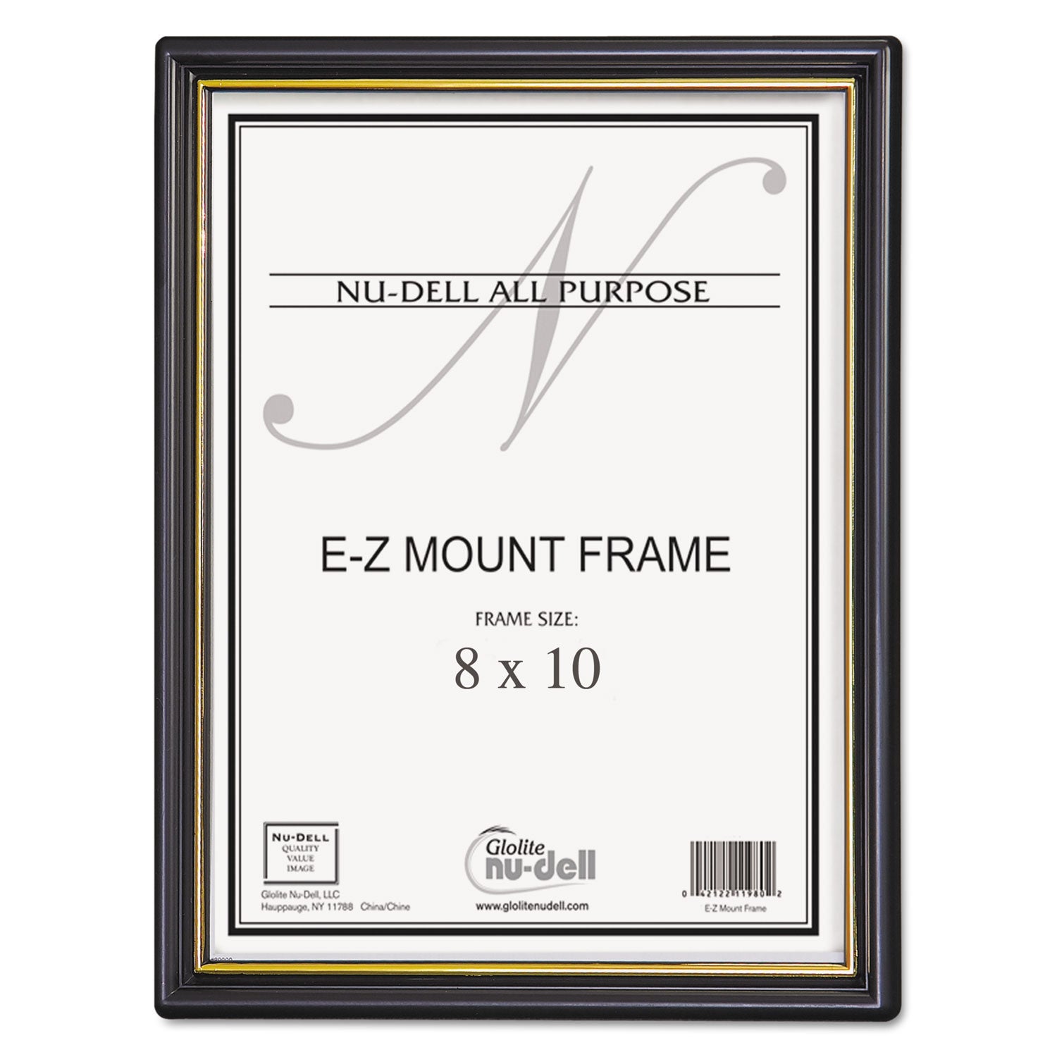EZ Mount Document Frame with Trim Accent and Plastic Face, Plastic, 8 x 10, Black/Gold - 
