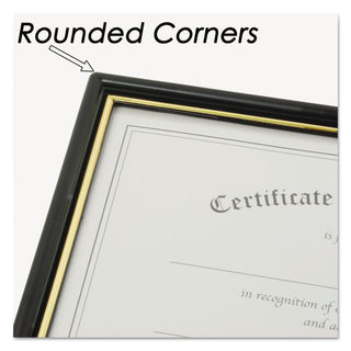 EZ Mount Document Frame with Trim Accent and Plastic Face, Plastic, 8.5 x 11 Insert, Black/Gold - 