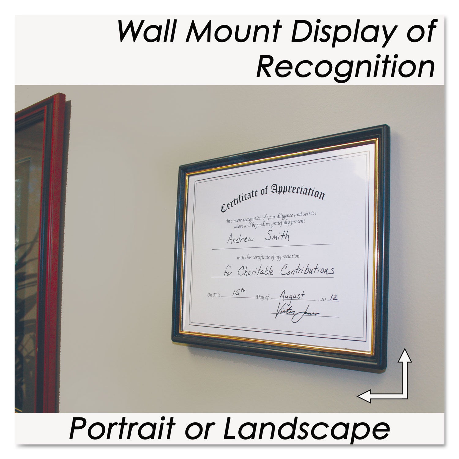 Economy Framed Achievement/Appreciation Awards, 11 x 8.5, Horiztontal Orientation, White with Black Border - 