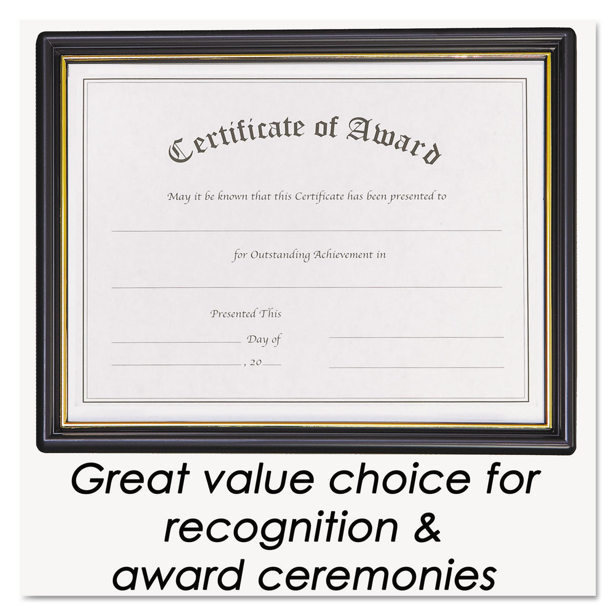 Economy Framed Achievement/Appreciation Awards, 11 x 8.5, Horiztontal Orientation, White with Black Border