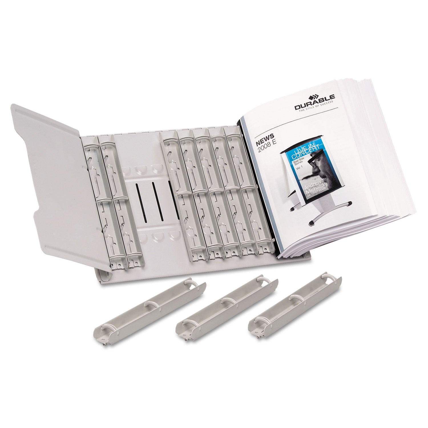Desk-Mounted Catalog Rack, 12 1-inch Rings, Gray - 