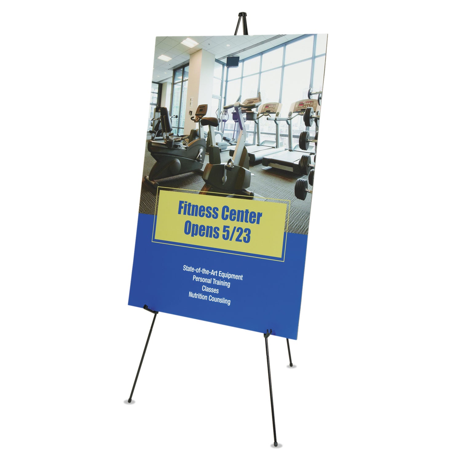 Full Size Instant Easel, 62.38" Maximum Height, Steel, Black - 