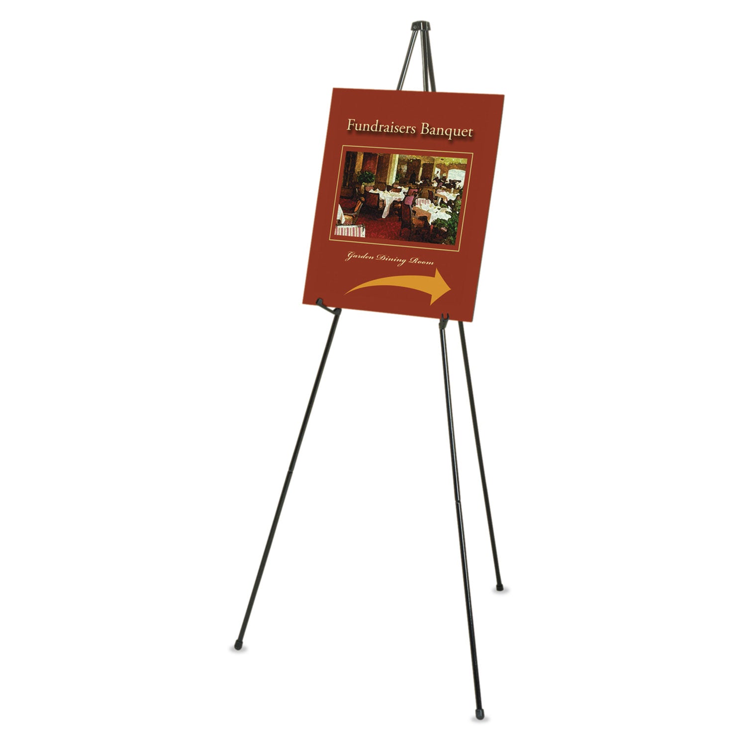 Heavy-Duty Adjustable Instant Easel Stand, 25" to 63" High, Steel, Black - 