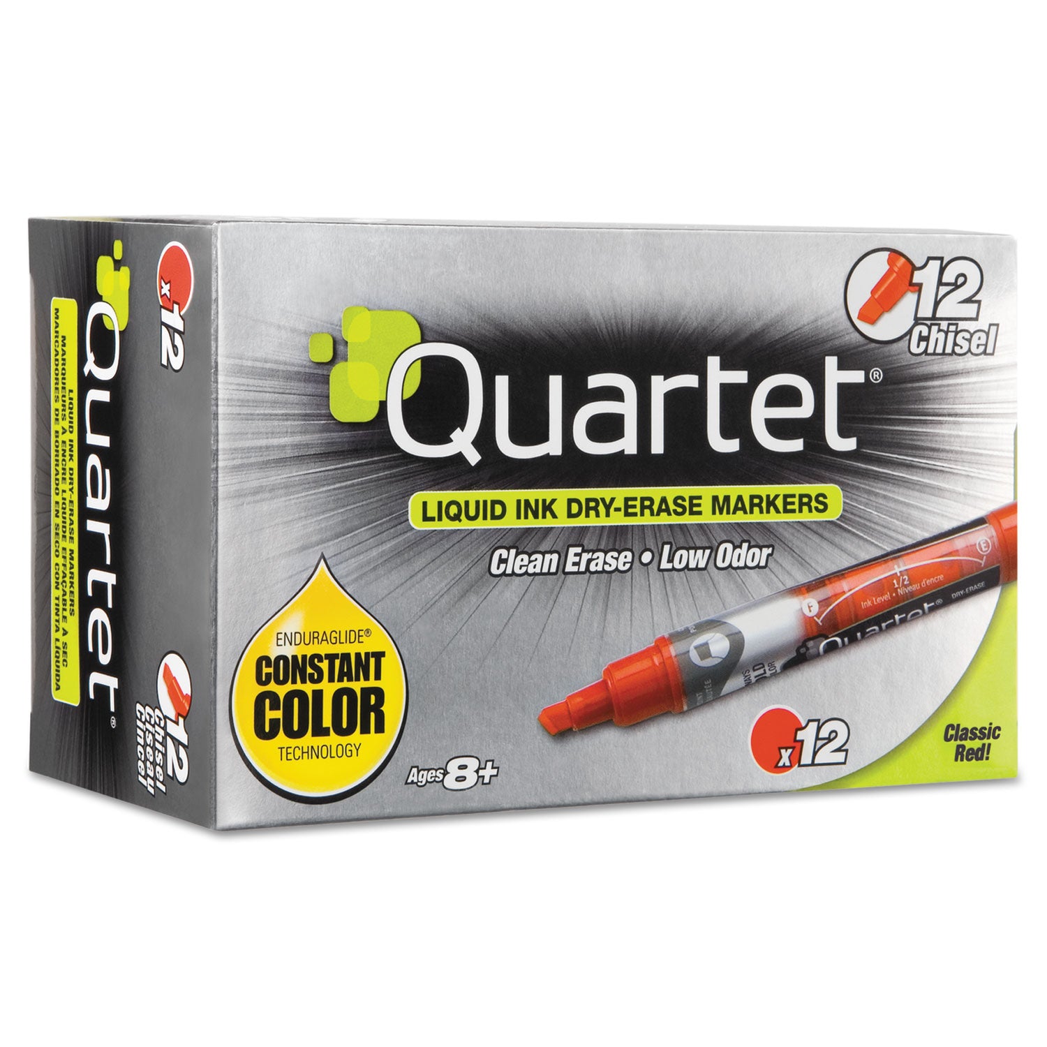 EnduraGlide Dry Erase Marker, Broad Chisel Tip, Red, Dozen