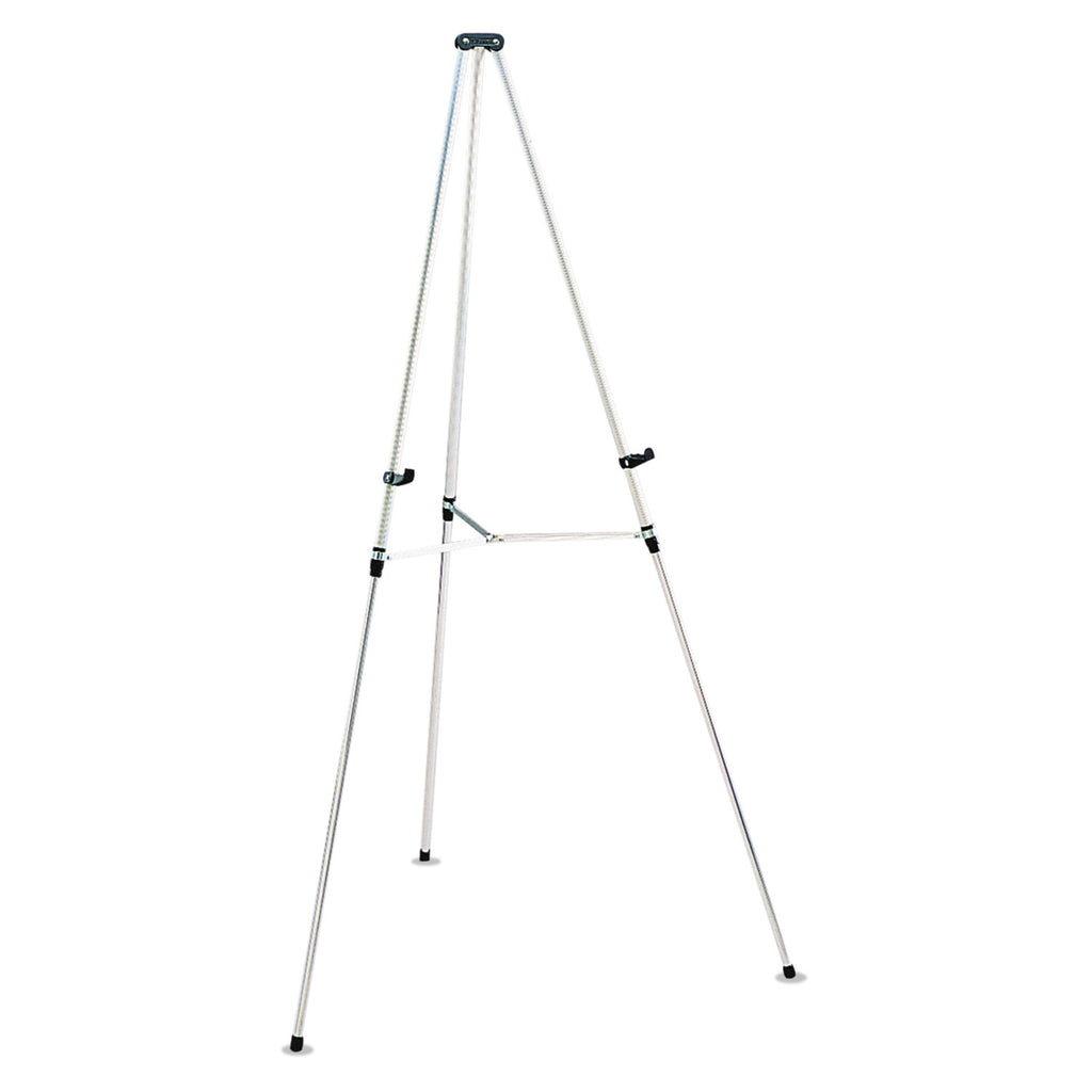 Lightweight Telescoping Tripod Easel, 38" to 66" High, Aluminum, Silver - 