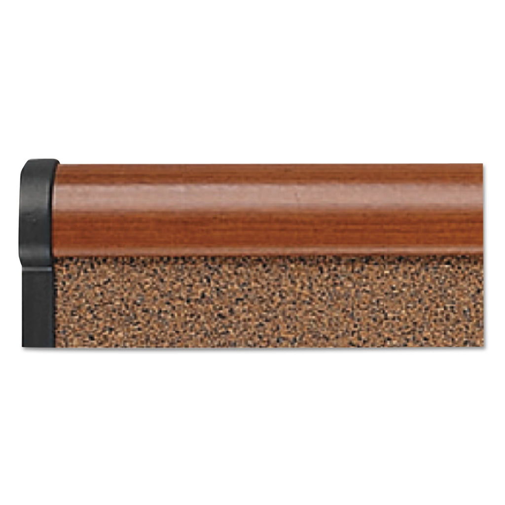 Prestige Colored Cork Bulletin Board, 36 x 24, Brown Surface, Light Cherry Fiberboard/Plastic Frame - 