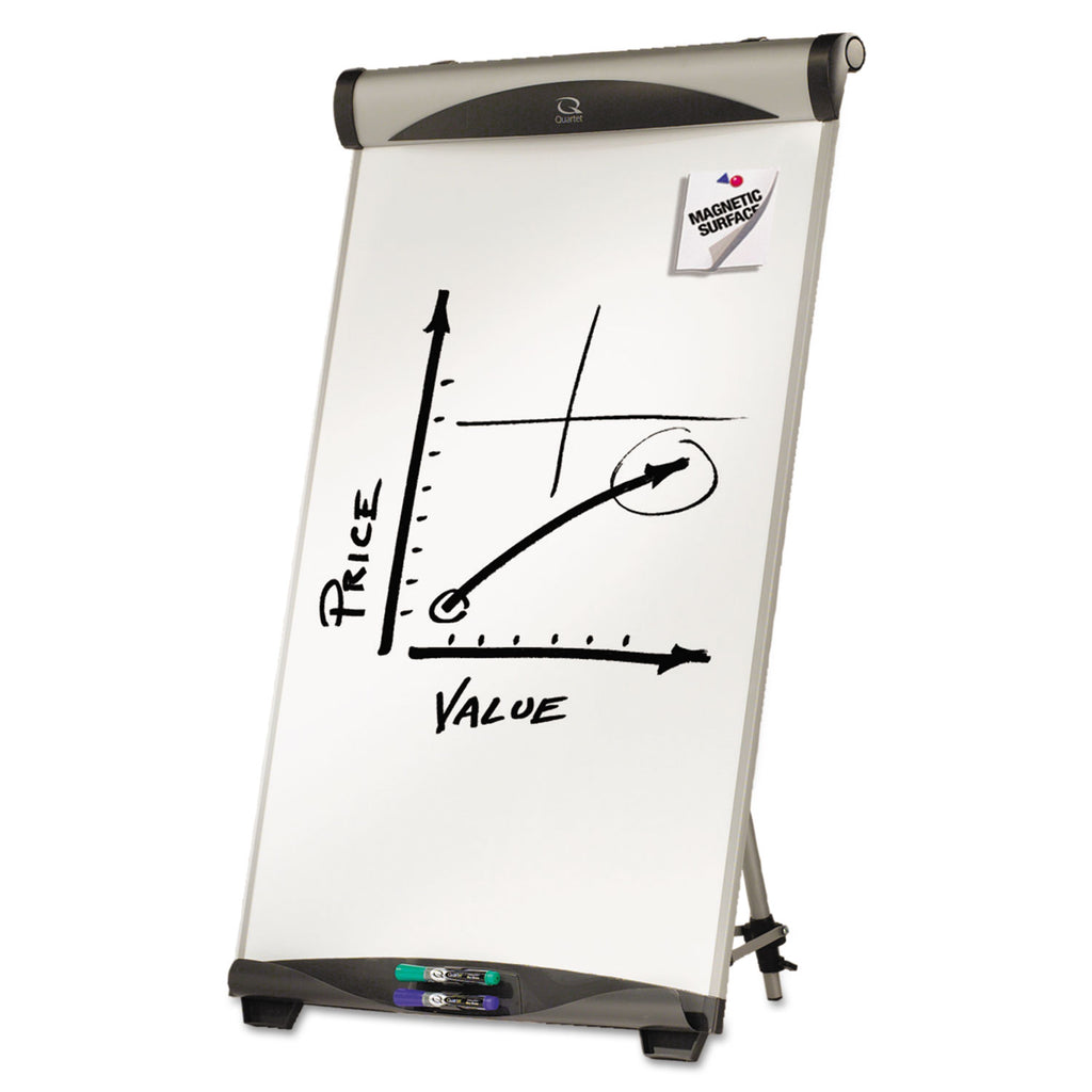 Euro Magnetic Presentation Easel, 27 x 39, White Surface, Silver Aluminum Frame