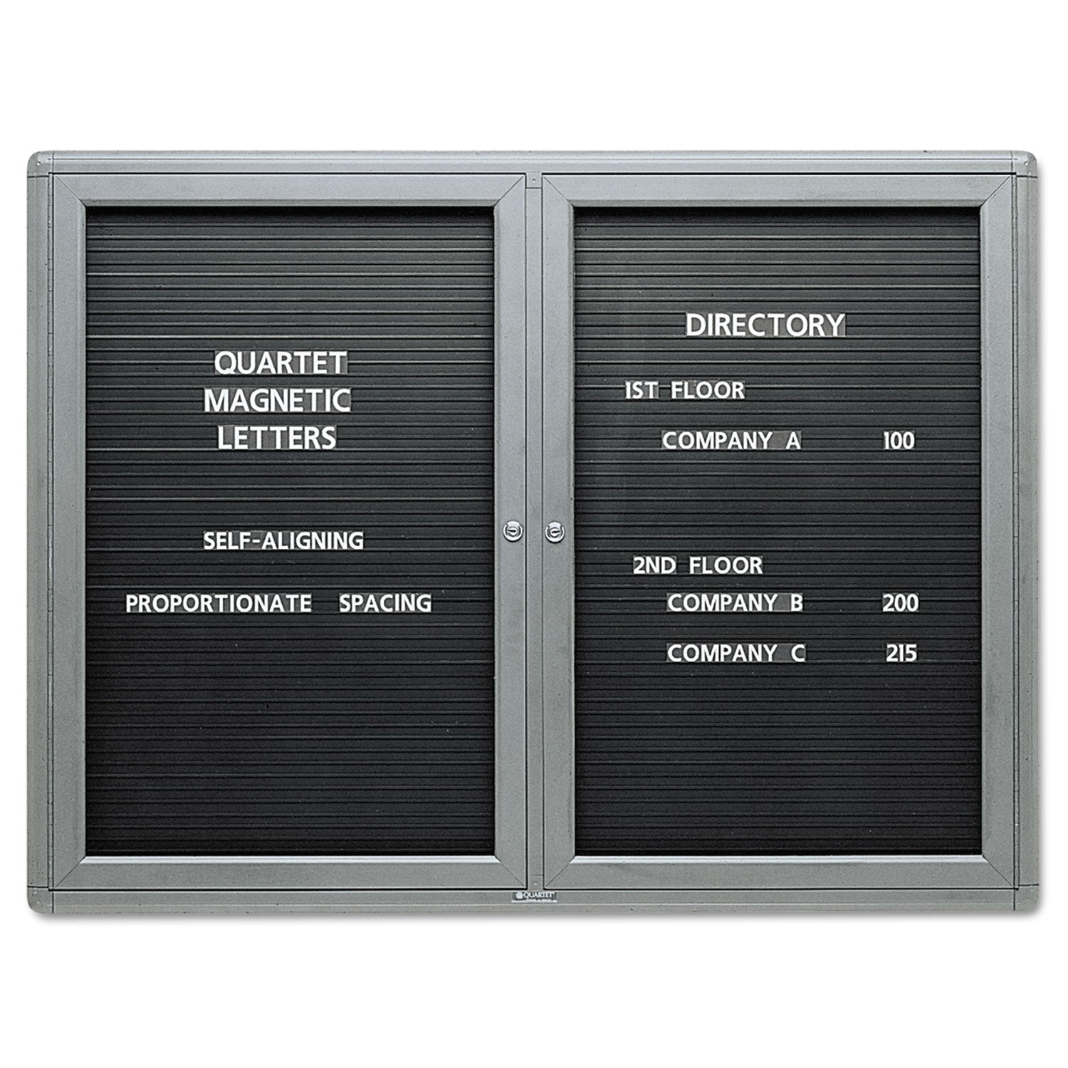 Enclosed Magnetic Directory, One Door, 48 x 36, Graphite Aluminum Frame - 