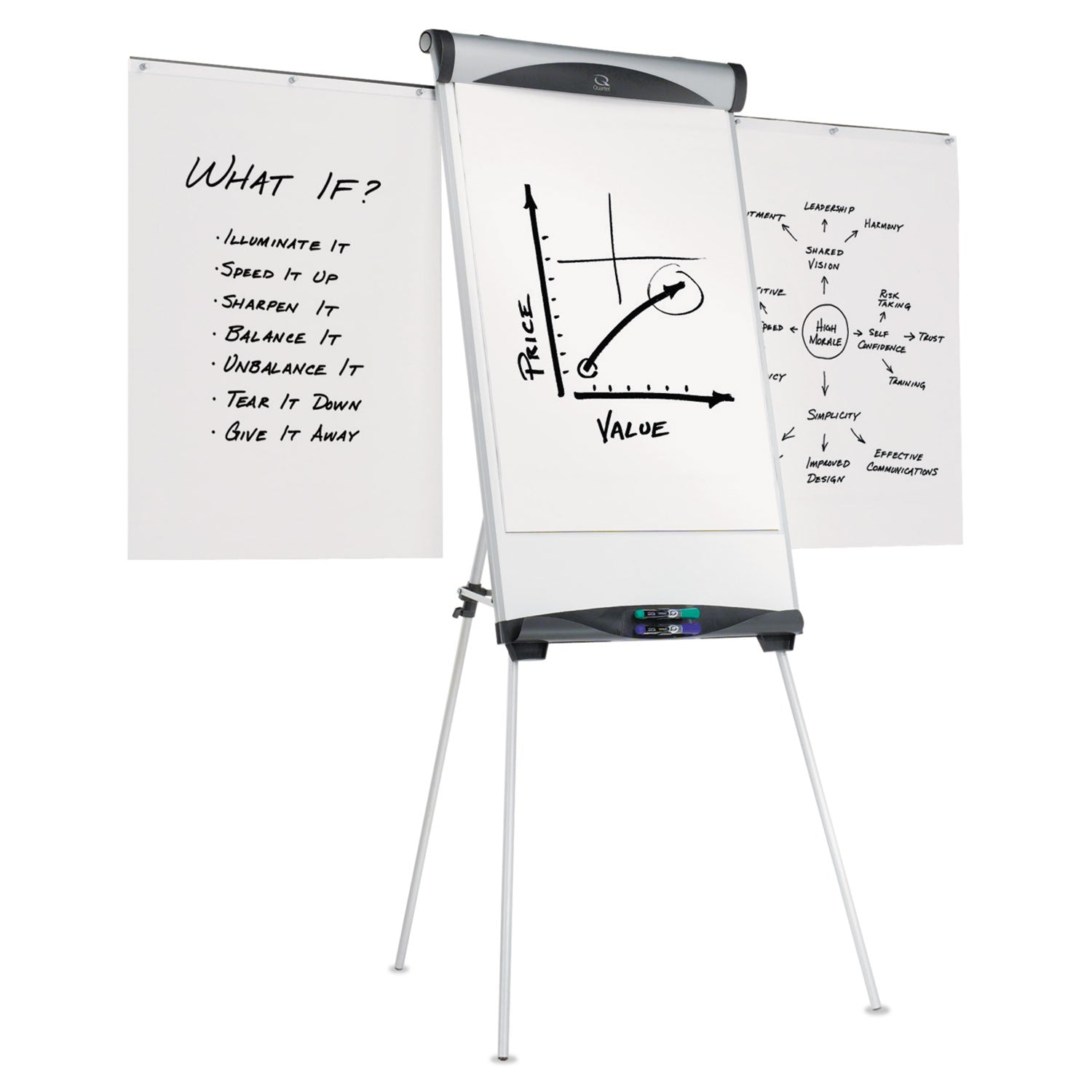 Euro Magnetic Presentation Easel, 27 x 39, White Surface, Silver Aluminum Frame - 