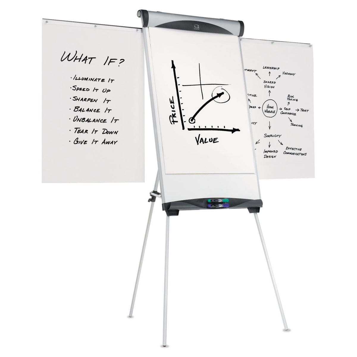 Euro Magnetic Presentation Easel, 27 x 39, White Surface, Silver Aluminum Frame