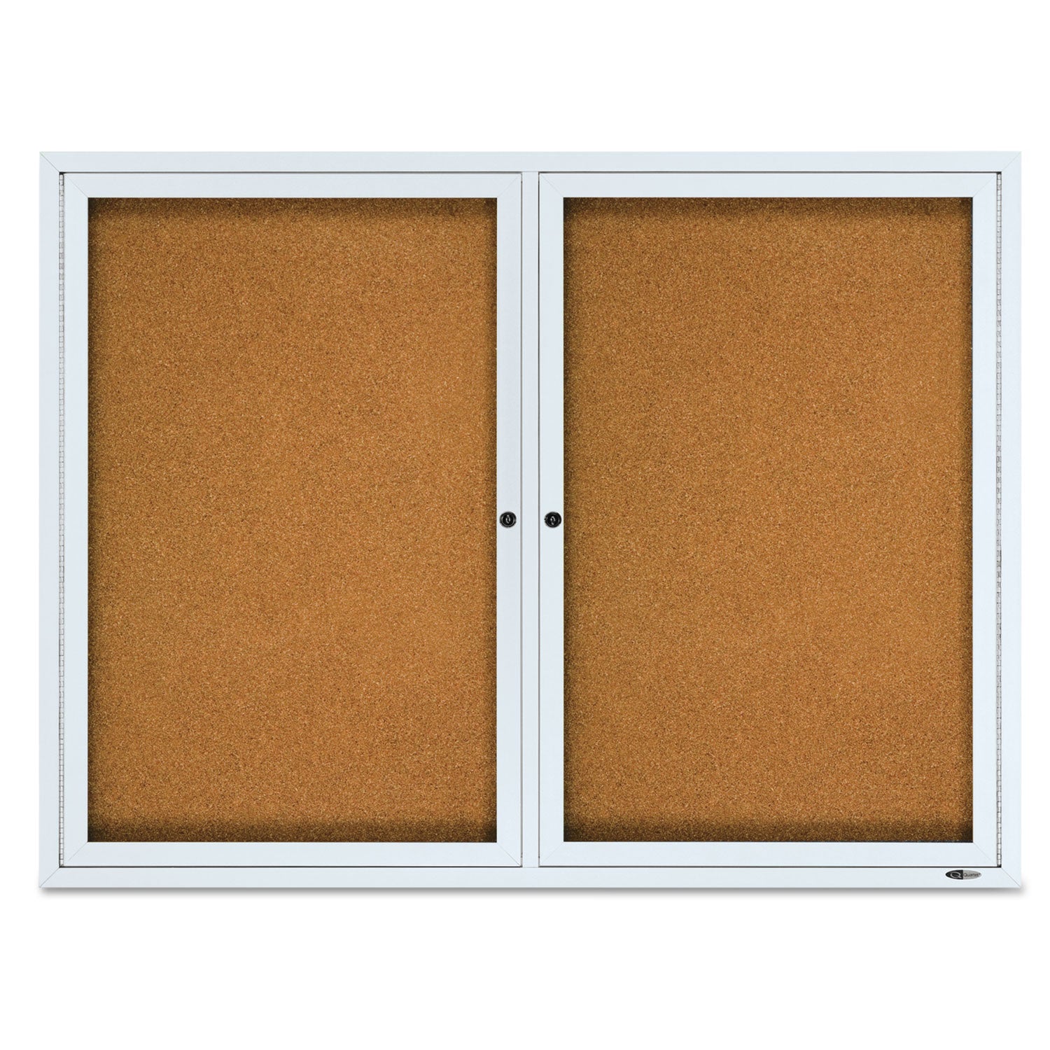Enclosed Cork Bulletin Board, Cork/Fiberboard, 48 x 36, Tan Surface, Silver Aluminum Frame - 