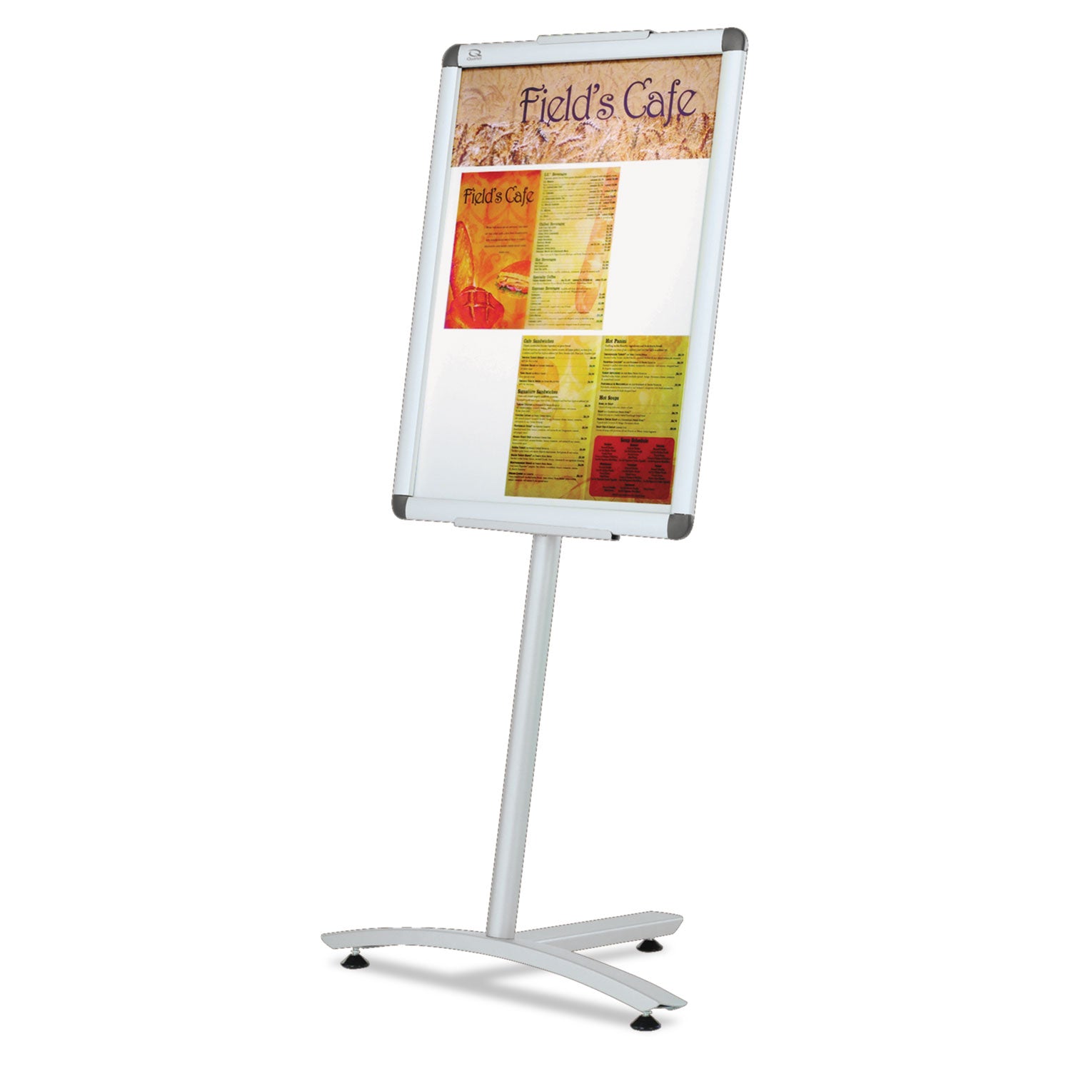 Improv Lobby Clip-Frame Pedestal Sign, 18 x 24 Frame, 54" High, Aluminum - 