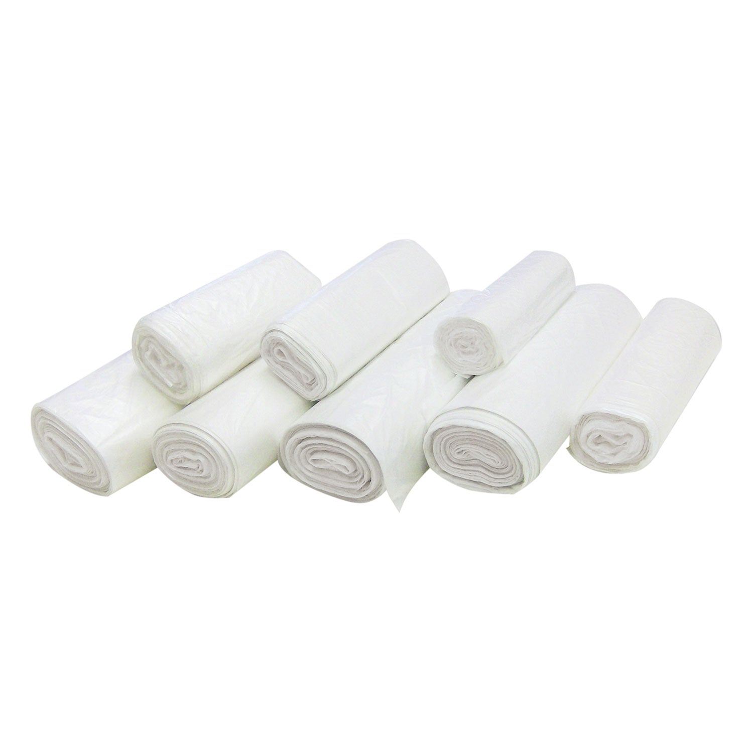 High-Density Commercial Can Liners, 7 gal, 6 mic, 20" x 22", Clear, 50 Bags/Roll, 40 Perforated Rolls/Carton
