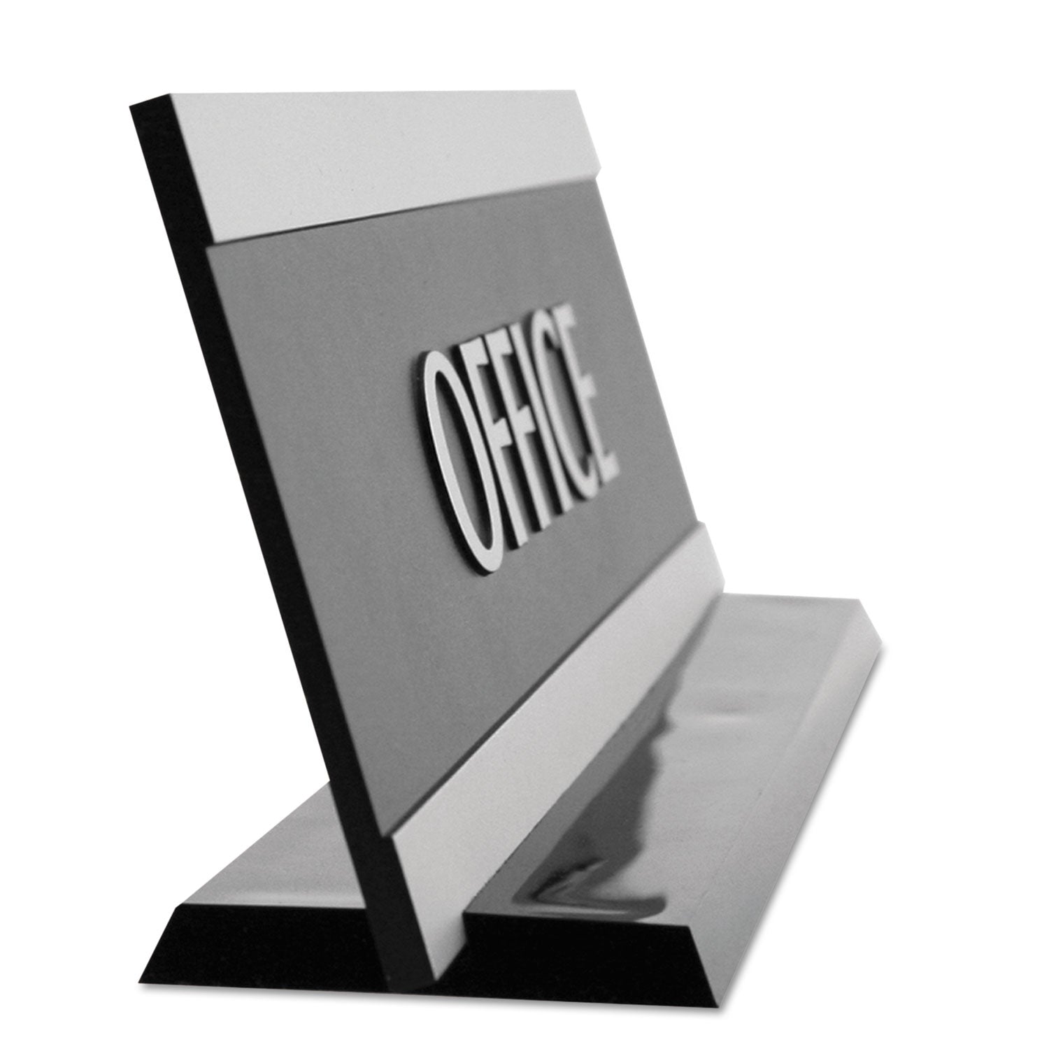 Century Series Office Sign, OFFICE, 9 x 3, Black/Silver - 