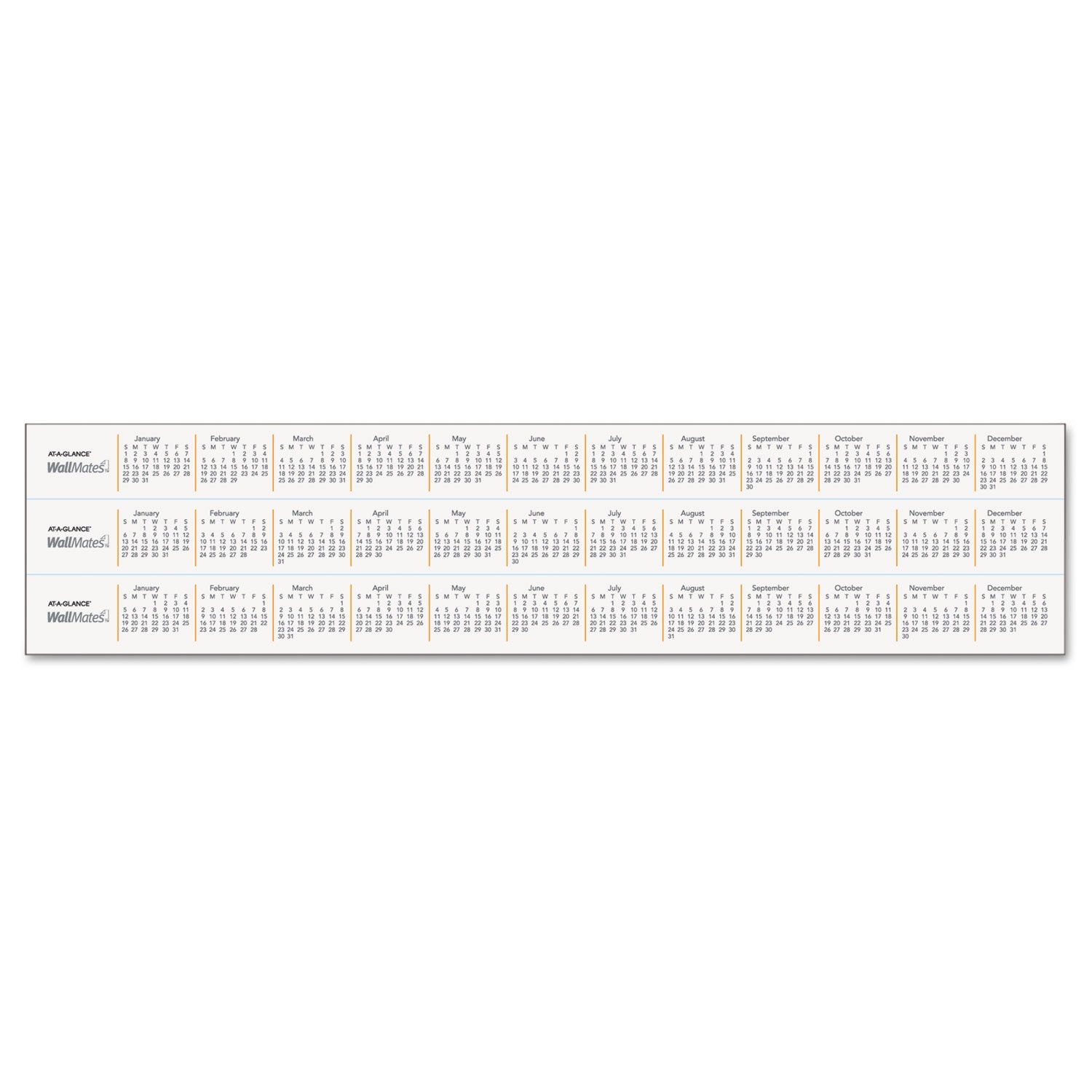 WallMates Self-Adhesive Dry Erase Monthly Planning Surfaces, 18 x 12, White/Gray/Orange Sheets, Undated - 2