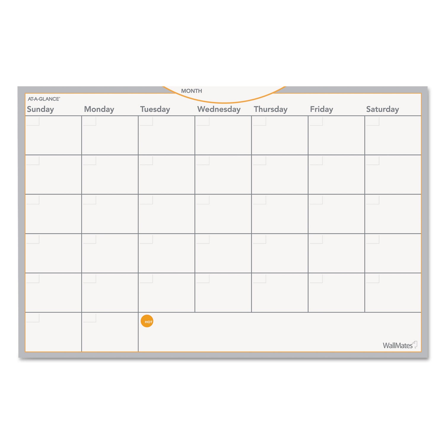 WallMates Self-Adhesive Dry Erase Monthly Planning Surfaces, 18 x 12, White/Gray/Orange Sheets, Undated - 1