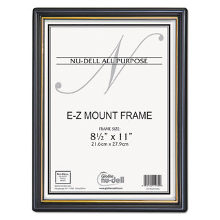 EZ Mount Document Frame with Trim Accent and Plastic Face, Plastic, 8.5 x 11 Insert, Black/Gold - 