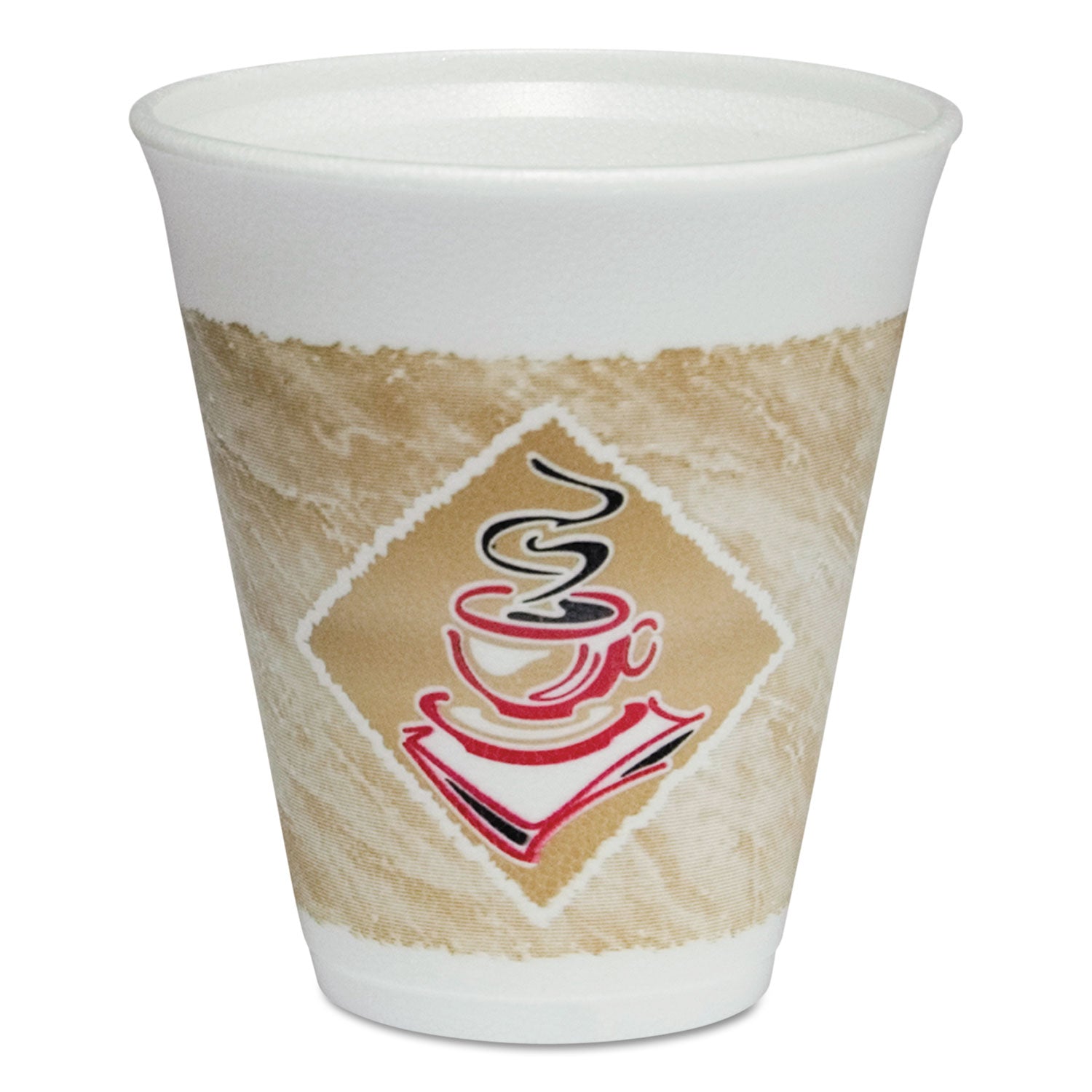 Cafe G Foam Hot/Cold Cups, 12 oz, Brown/Red/White, 20/Pack - 