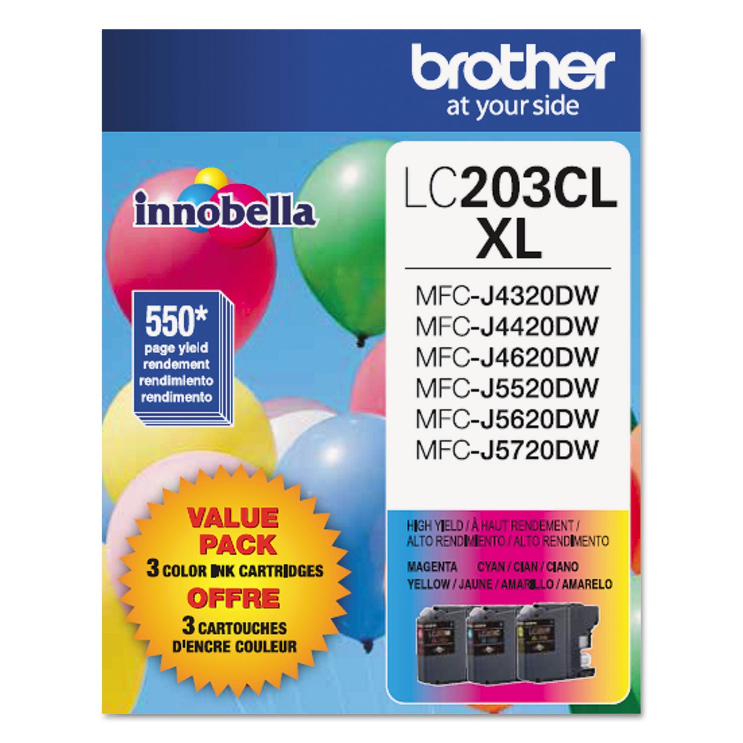 LC2033PKS Innobella High-Yield Ink, 550 Page-Yield, Cyan/Magenta/Yellow