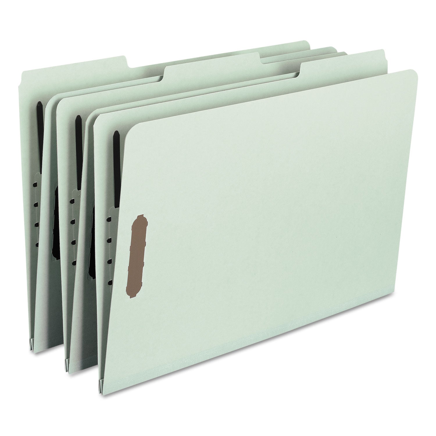 Recycled Pressboard Fastener Folders, 1" Expansion, 2 Fasteners, Legal Size, Gray-Green Exterior, 25/Box - 