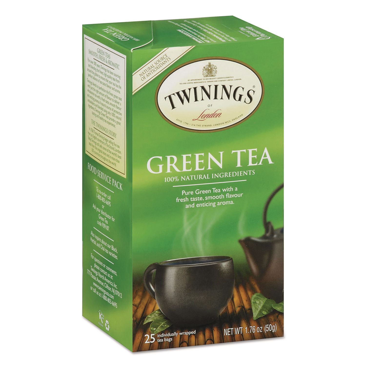 Twinings of London 100% Natural Green Tea Bag - 25 Cup - 25 / Box