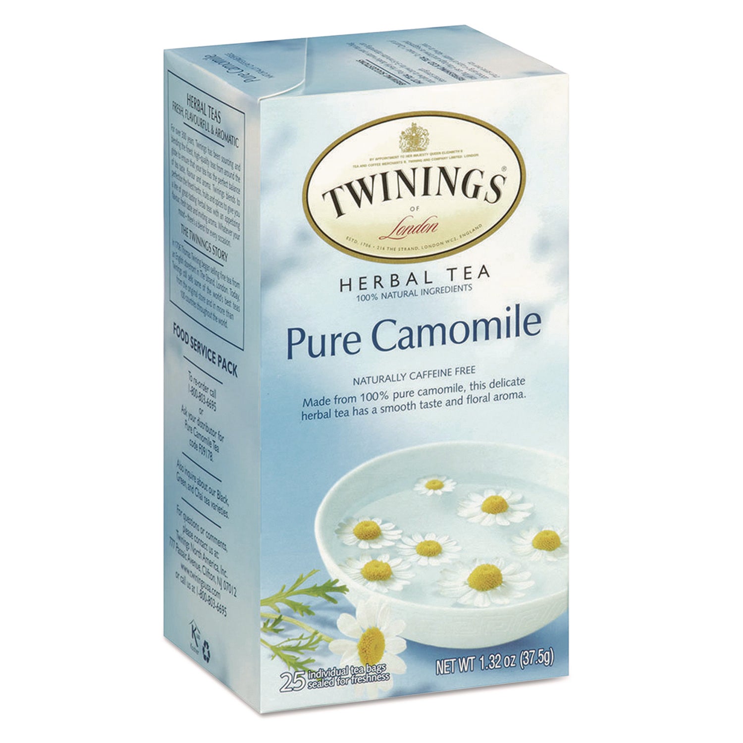Tea Bags, Pure Camomile, 1.76 oz, 25/Box