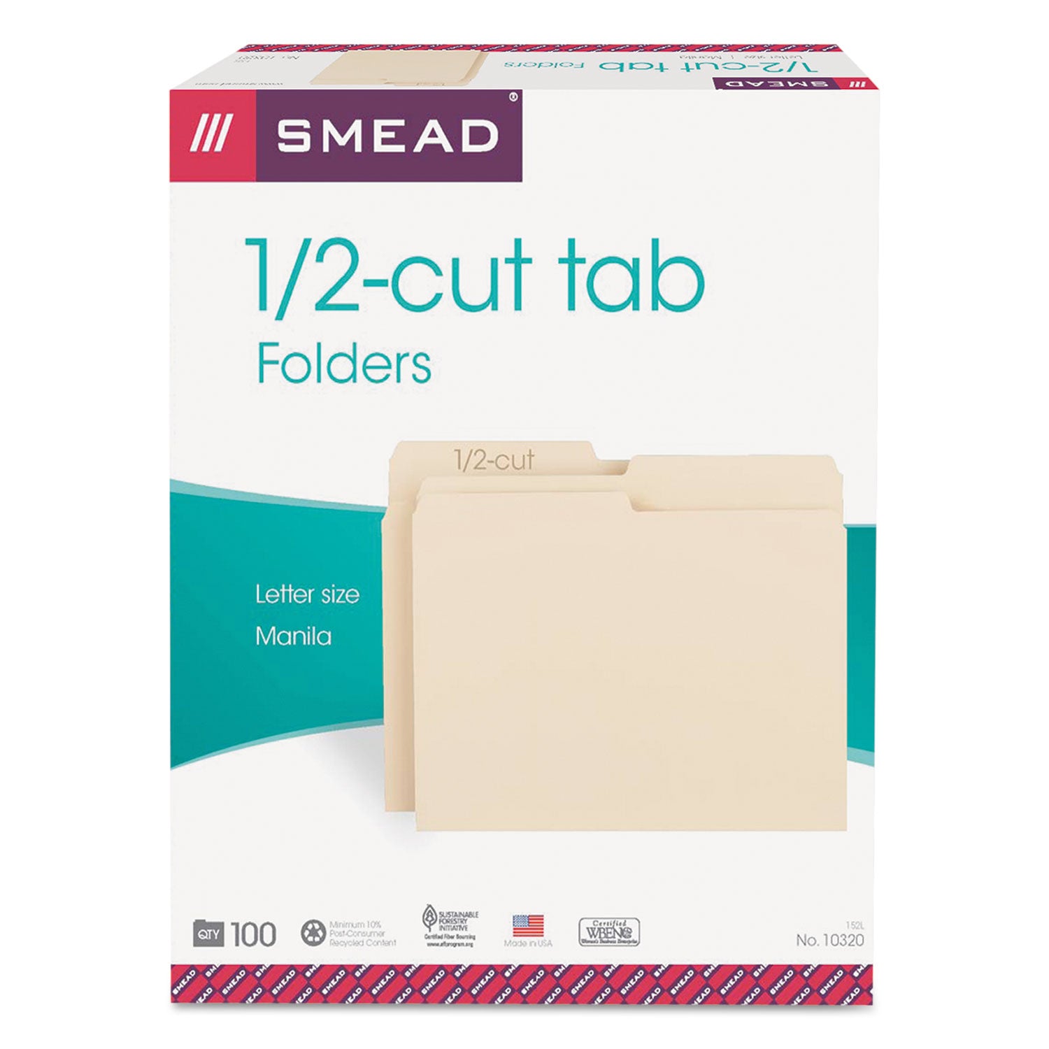 Manila File Folders, 1/2-Cut Tabs: Assorted, Letter Size, 0.75" Expansion, Manila, 100/Box - 