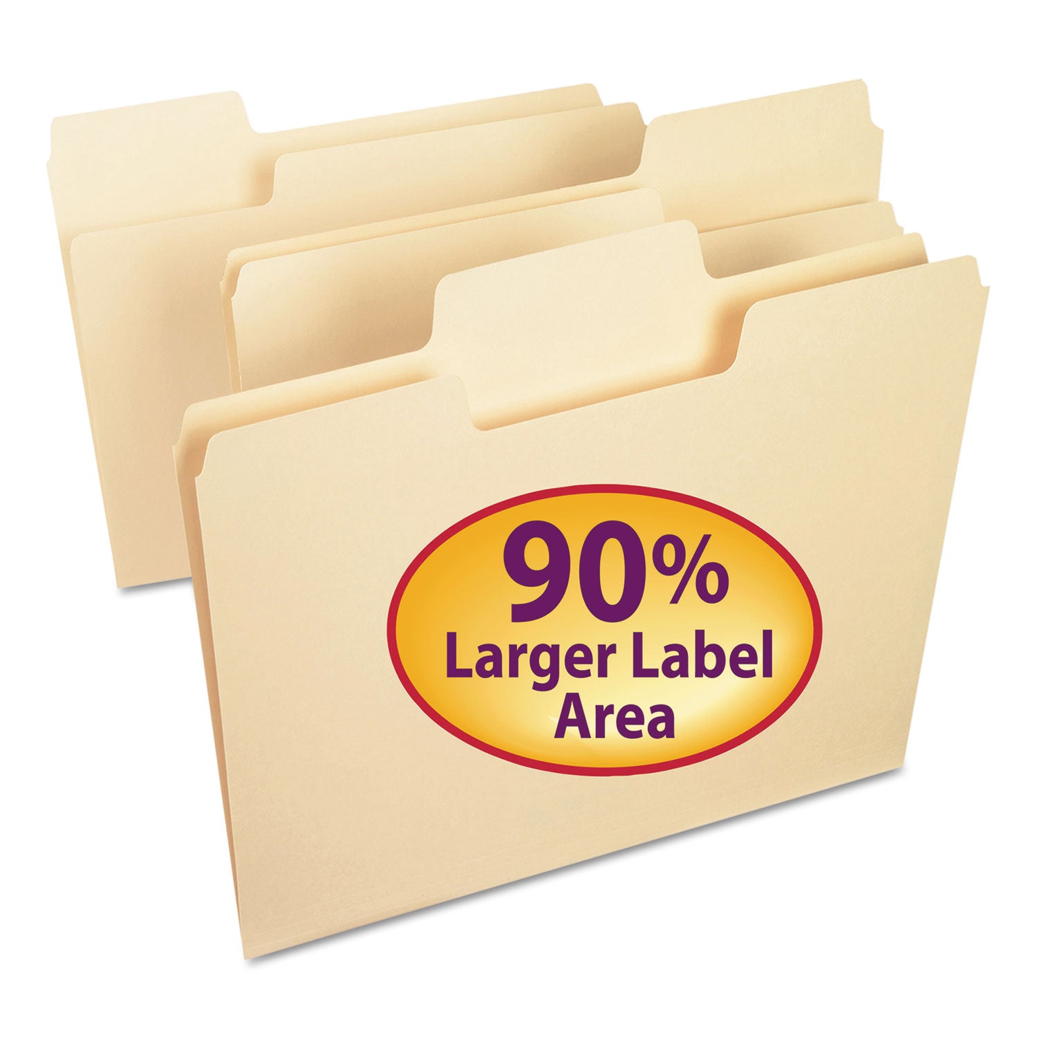 SuperTab Top Tab File Folders, 1/3-Cut Tabs: Assorted, Letter Size, 0.75" Expansion, 11-pt Manila, 100/Box - 