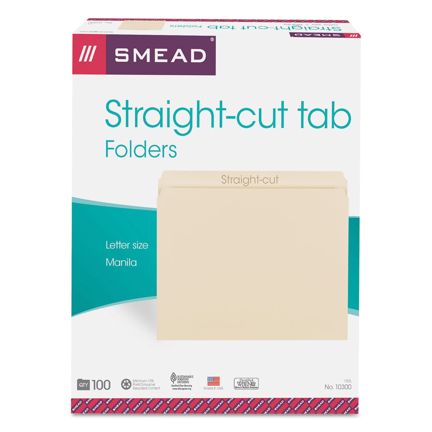 Manila File Folders, Straight Tabs, Letter Size, 0.75" Expansion, Manila, 100/Box - 