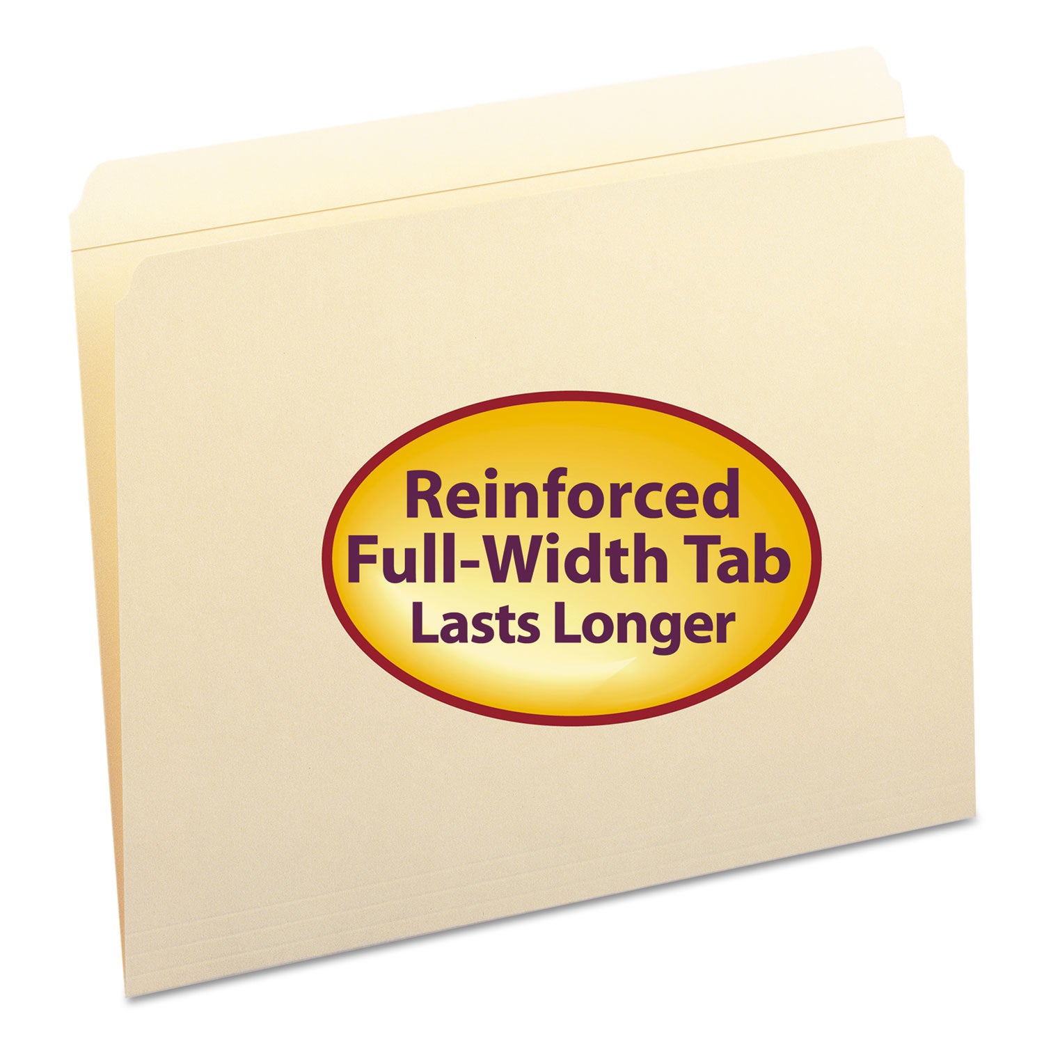 Reinforced Tab Manila File Folders, Straight Tabs, Letter Size, 0.75" Expansion, 11-pt Manila, 100/Box - 