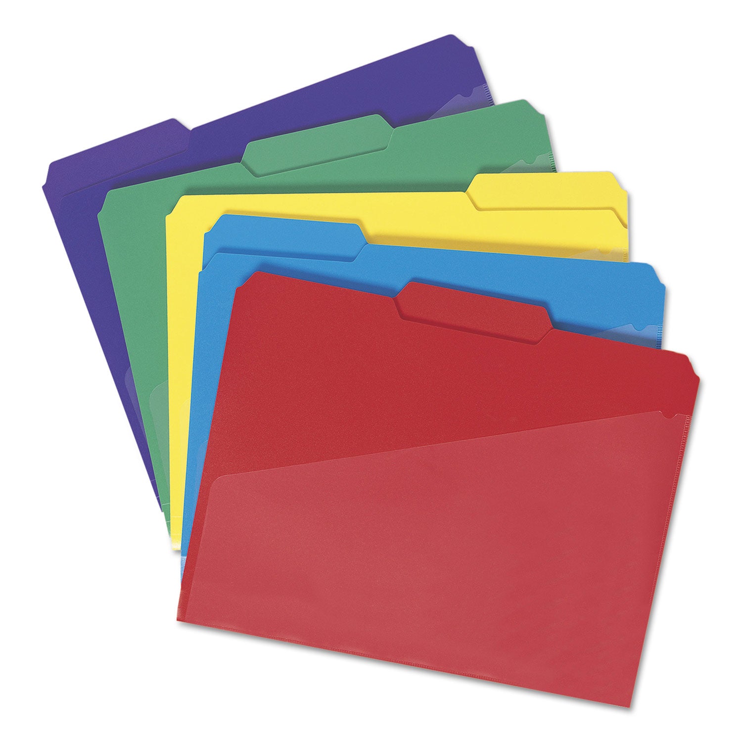 Poly Colored File Folders With Slash Pocket, 1/3-Cut Tabs: Assorted, Letter Size, 0.75" Expansion, Assorted Colors, 30/Box - 