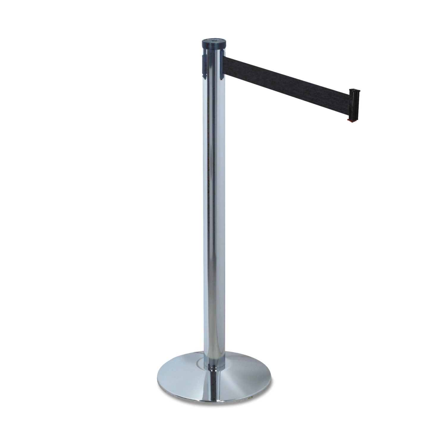 Adjusta-Tape Crowd Control Stanchion Base Only, Polished Aluminum, 14" Diameter, Silver, 2/Box - 