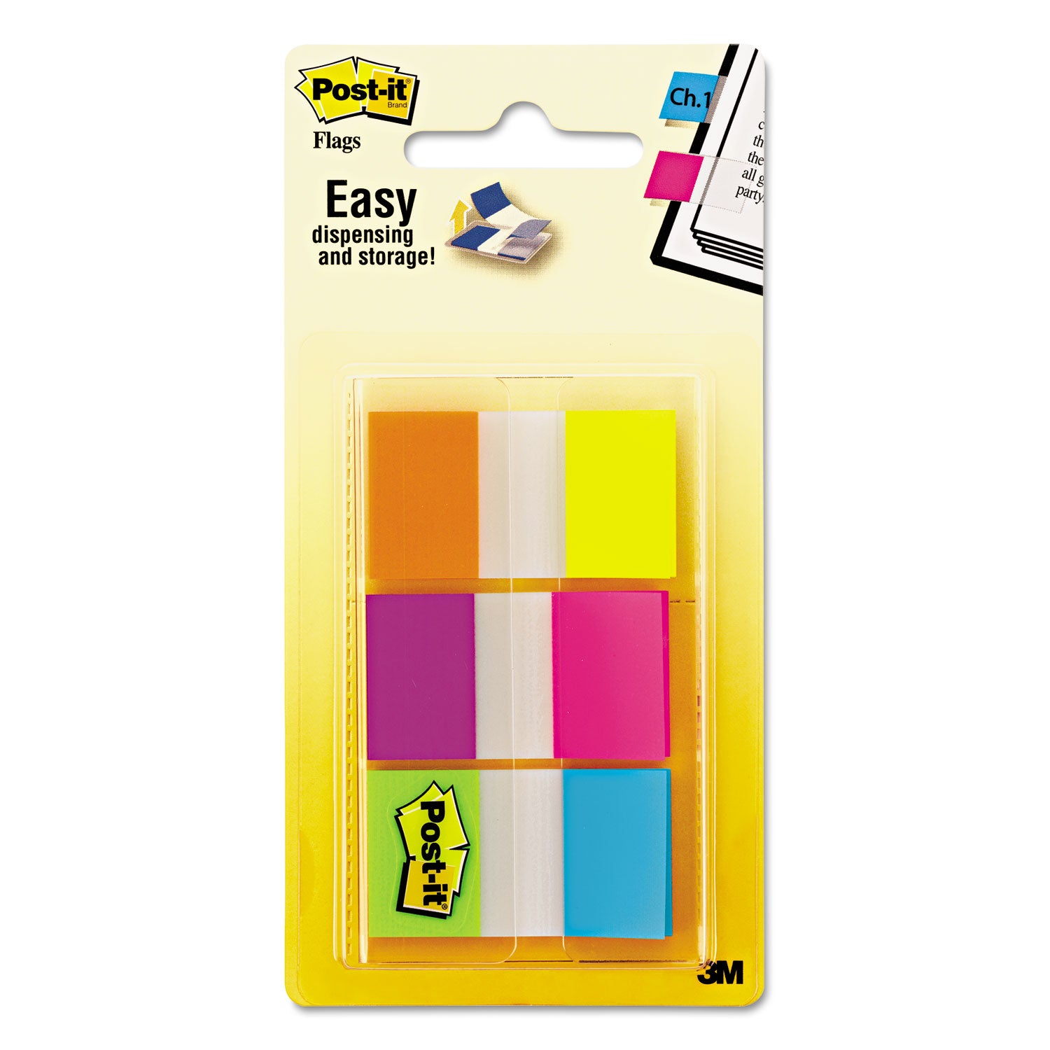 Page Flags in Portable Dispenser, Assorted Brights, 60 Flags/Pack - 